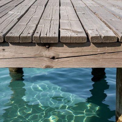 Wooden pier over turquoise water