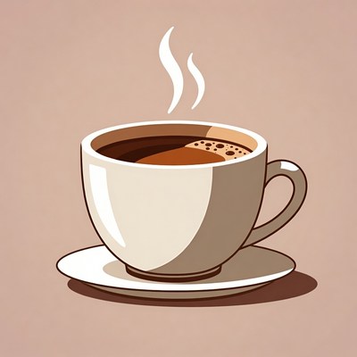 Steaming Coffee Cup on Saucer