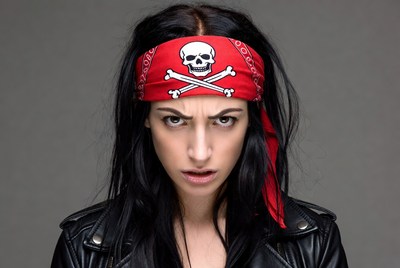 Woman with skull pirate bandana
