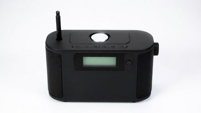 Black portable radio with antenna
