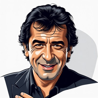 Gerard Depardieu smiling portrait illustration