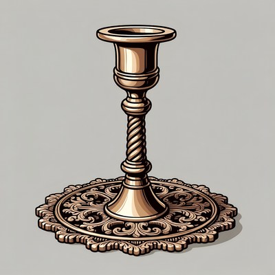 Ornate Brass Candlestick Illustration