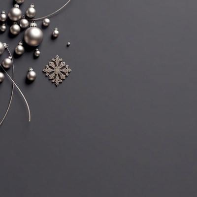 Silver Christmas Ornaments on Gray Background
