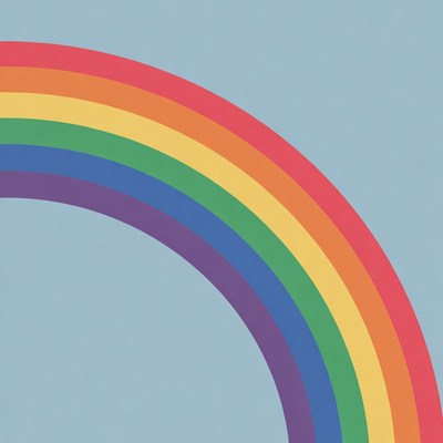 Colorful Rainbow on Blue Sky