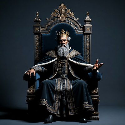King sitting on ornate throne