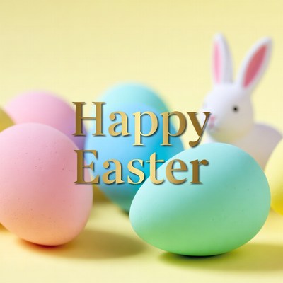 Happy Easter Bunny and Eggs