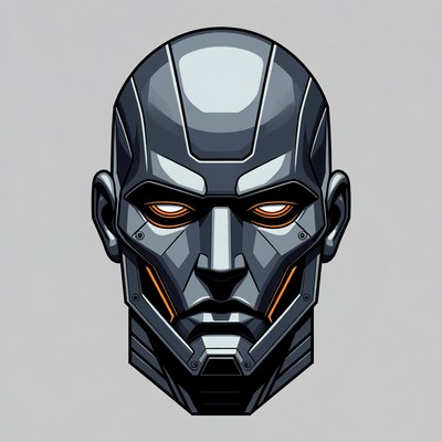 Glowing Orange Eyes Robot Mask