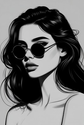 Woman wearing round sunglasses