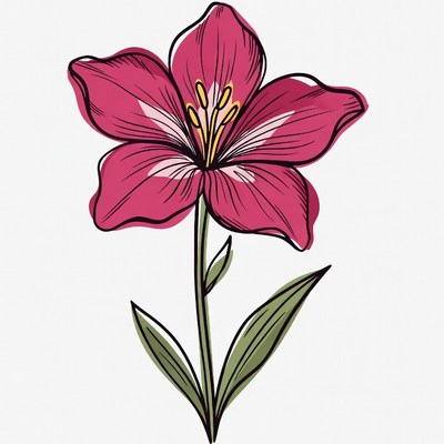 Pink Lily Flower Illustration