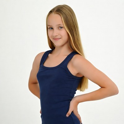 Blonde girl smiling in tank top