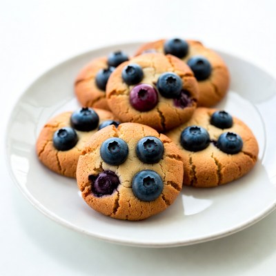 Blueberry Cookies on White Plate