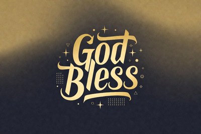 God Bless Graphic with Stars