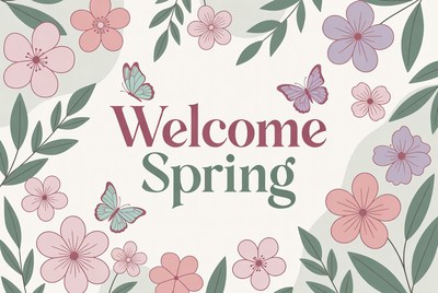 Welcome Spring Floral Illustration