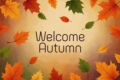 Welcome Autumn Falling Leaves Illustration