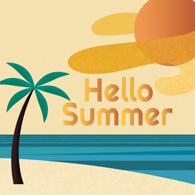 Hello Summer Palm Tree Illustration