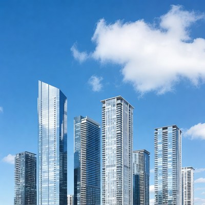 Modern Skyscrapers Against Blue Sky