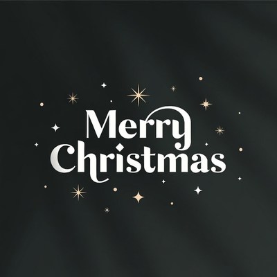 Merry Christmas Text with Stars