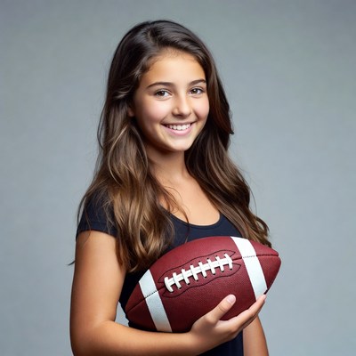 Girl holding football