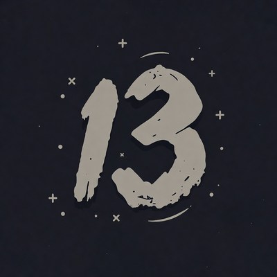 Hand-Drawn Number 13 with Stars