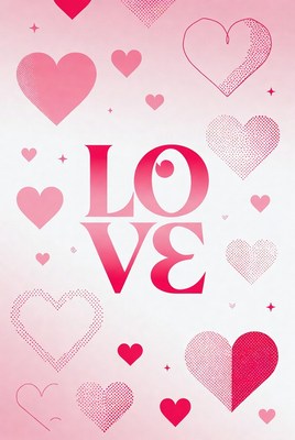 Pink LOVE Text with Hearts Background