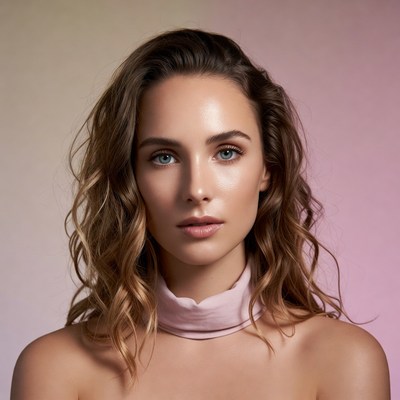 Beautiful woman with wavy brown hair