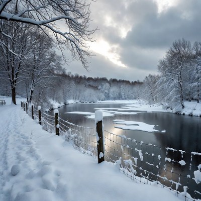 Snowy River with Wooden Fence