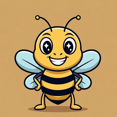Cute cartoon bee smiling