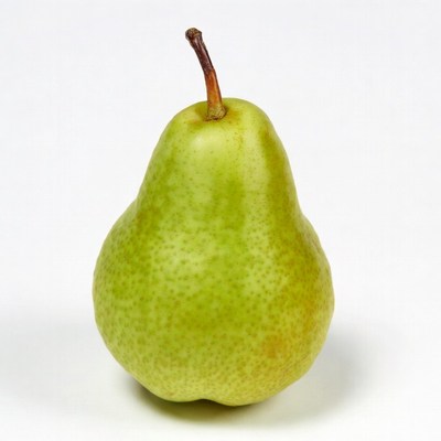 Green pear on white background