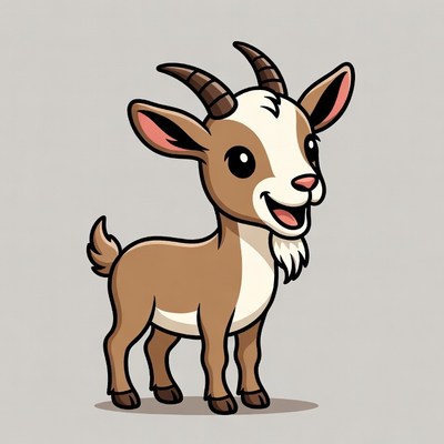 Cute cartoon baby goat smiling