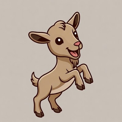 Cute cartoon baby goat standing