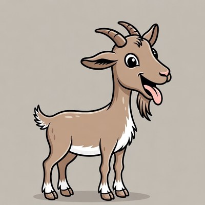 Cartoon baby goat sticking tongue out