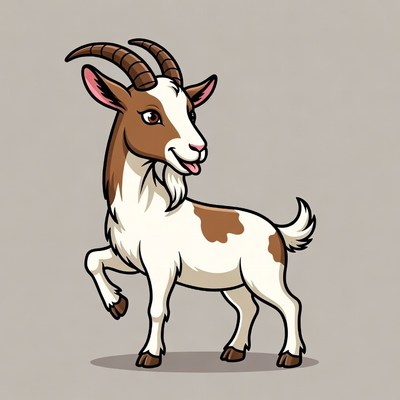 Cartoon goat standing playfully