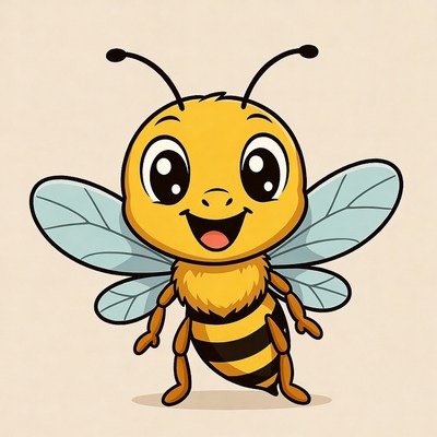 Cute cartoon bee smiling