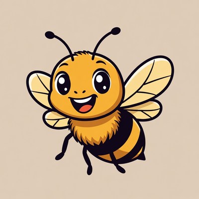 Cute cartoon smiling bee