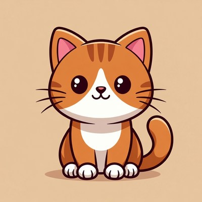 Cute orange tabby kitten illustration