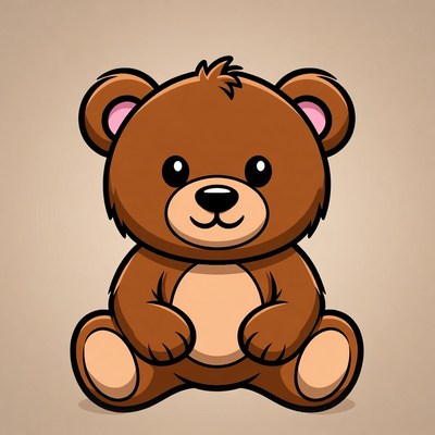 Cute cartoon teddy bear sitting