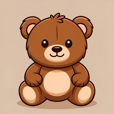 Cute cartoon teddy bear sitting