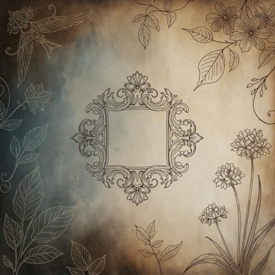 Vintage Ornate Frame with Flowers