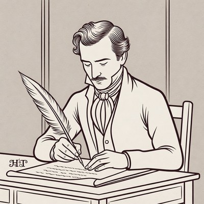 Man writing with quill pen