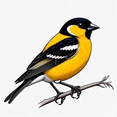 Yellow and black bird on branch