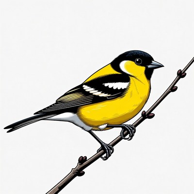 American Goldfinch perched on branch