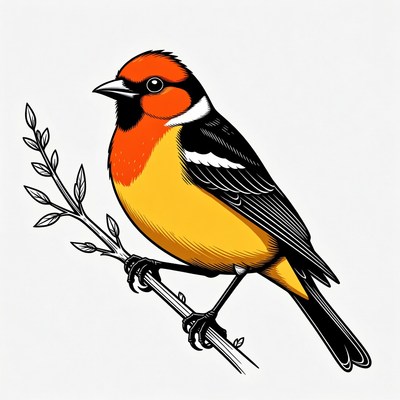 Red-winged Blackbird perched on branch