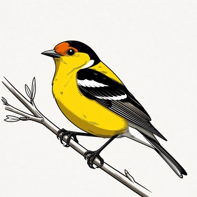 American Goldfinch perched on branch