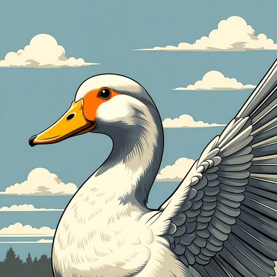 White duck with orange bill