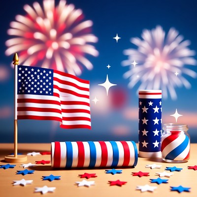 American Flag Fireworks Patriotic Display