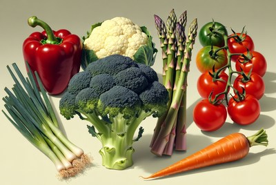 Fresh vegetables assortment on table