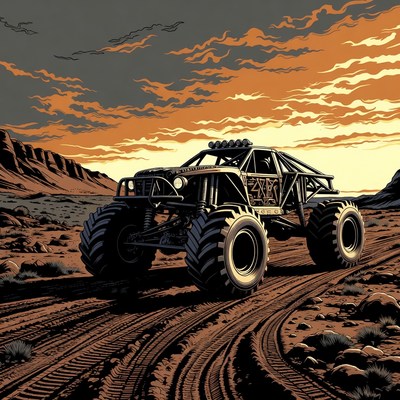 Monster Truck Driving Desert Trail