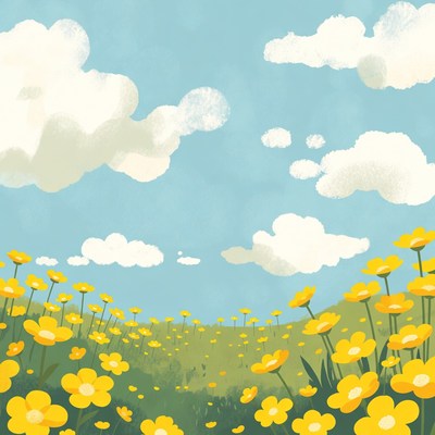 Yellow Flowers in Green Field Under Blue Sky