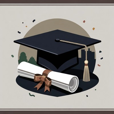 Graduation Cap with Diploma