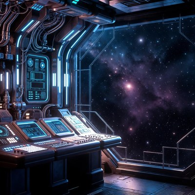 Futuristic Spaceship Bridge Interior